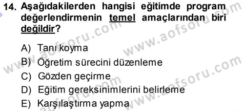 Özel Öğretim Yöntemleri 1 Dersi 2013 - 2014 Yılı (Final) Dönem Sonu Sınav Soruları 14. Soru