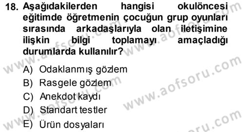 Özel Öğretim Yöntemleri 1 Dersi 2013 - 2014 Yılı (Final) Dönem Sonu Sınav Soruları 18. Soru