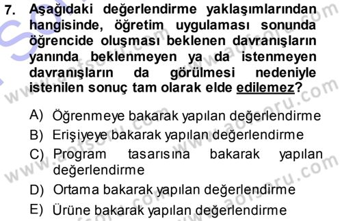 Özel Öğretim Yöntemleri 1 Dersi 2013 - 2014 Yılı (Final) Dönem Sonu Sınav Soruları 7. Soru