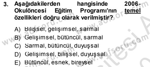 Özel Öğretim Yöntemleri 1 Dersi 2013 - 2014 Yılı Tek Ders Sınavı 3. Soru