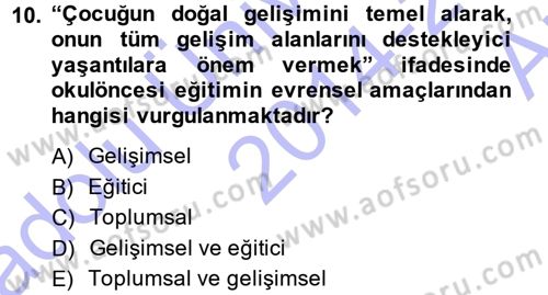 Özel Öğretim Yöntemleri 1 Dersi Ara Sınavı Deneme Sınav Soruları 10. Soru