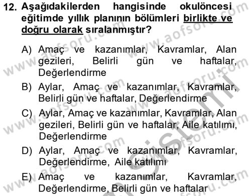 Özel Öğretim Yöntemleri 1 Dersi 2014 - 2015 Yılı (Final) Dönem Sonu Sınav Soruları 12. Soru