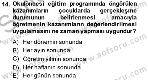 Özel Öğretim Yöntemleri 1 Dersi 2014 - 2015 Yılı (Final) Dönem Sonu Sınav Soruları 14. Soru