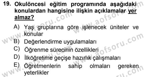 Özel Öğretim Yöntemleri 1 Dersi 2014 - 2015 Yılı (Final) Dönem Sonu Sınav Soruları 19. Soru