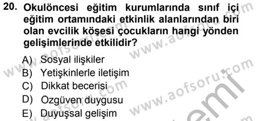 Özel Öğretim Yöntemleri 1 Dersi 2014 - 2015 Yılı (Final) Dönem Sonu Sınav Soruları 20. Soru