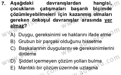 Özel Öğretim Yöntemleri 1 Dersi 2014 - 2015 Yılı (Final) Dönem Sonu Sınav Soruları 7. Soru