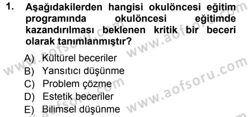 Özel Öğretim Yöntemleri 1 Dersi 2014 - 2015 Yılı Tek Ders Sınav Soruları 1. Soru