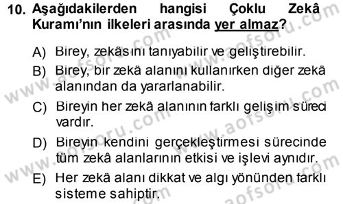 Özel Öğretim Yöntemleri 1 Dersi 2014 - 2015 Yılı Tek Ders Sınav Soruları 10. Soru