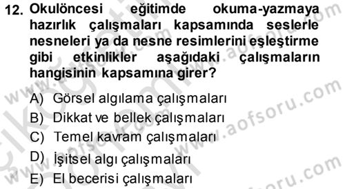 Özel Öğretim Yöntemleri 1 Dersi 2014 - 2015 Yılı Tek Ders Sınav Soruları 12. Soru