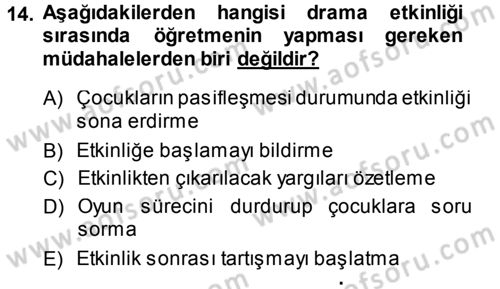 Özel Öğretim Yöntemleri 1 Dersi 2014 - 2015 Yılı Tek Ders Sınav Soruları 14. Soru