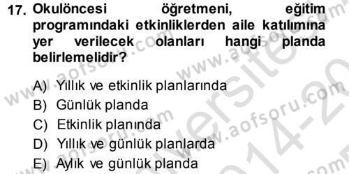 Özel Öğretim Yöntemleri 1 Dersi 2014 - 2015 Yılı Tek Ders Sınav Soruları 17. Soru