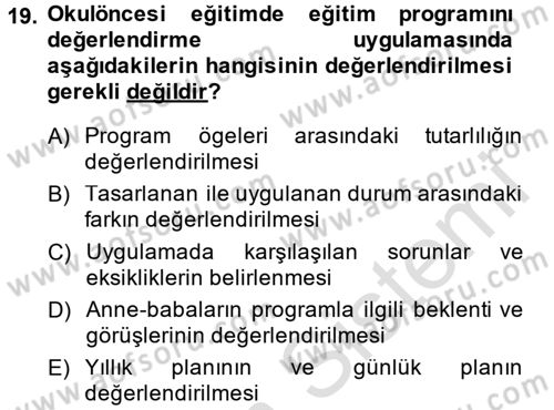 Özel Öğretim Yöntemleri 1 Dersi 2014 - 2015 Yılı Tek Ders Sınav Soruları 19. Soru