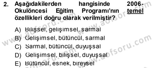 Özel Öğretim Yöntemleri 1 Dersi 2014 - 2015 Yılı Tek Ders Sınav Soruları 2. Soru