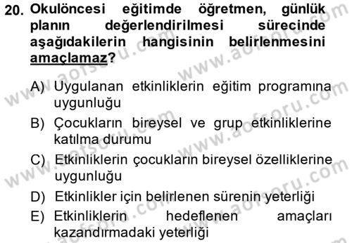 Özel Öğretim Yöntemleri 1 Dersi 2014 - 2015 Yılı Tek Ders Sınav Soruları 20. Soru