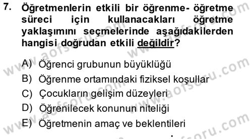 Özel Öğretim Yöntemleri 1 Dersi 2014 - 2015 Yılı Tek Ders Sınav Soruları 7. Soru