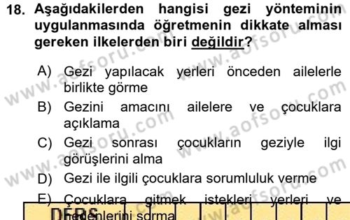 Özel Öğretim Yöntemleri 1 Dersi 2015 - 2016 Yılı (Vize) Ara Sınav Soruları 18. Soru