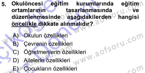 Özel Öğretim Yöntemleri 1 Dersi 2015 - 2016 Yılı (Vize) Ara Sınav Soruları 5. Soru