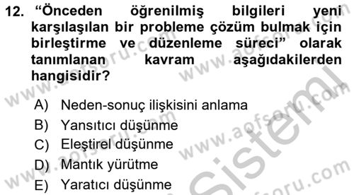 Özel Öğretim Yöntemleri 1 Dersi 2016 - 2017 Yılı 3 Ders Sınav Soruları 12. Soru