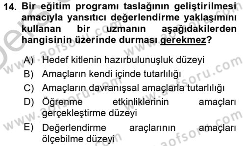 Özel Öğretim Yöntemleri 1 Dersi 2016 - 2017 Yılı 3 Ders Sınav Soruları 14. Soru