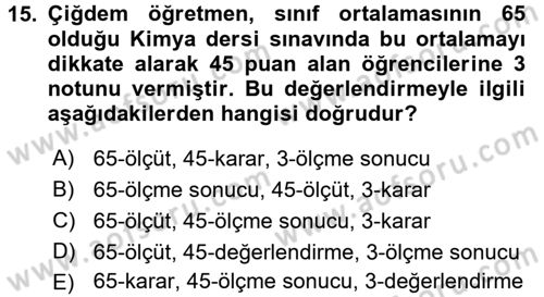Özel Öğretim Yöntemleri 1 Dersi 2016 - 2017 Yılı 3 Ders Sınav Soruları 15. Soru
