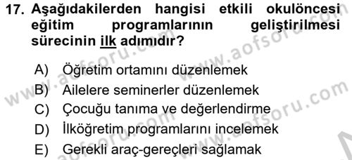 Özel Öğretim Yöntemleri 1 Dersi 2016 - 2017 Yılı 3 Ders Sınav Soruları 17. Soru