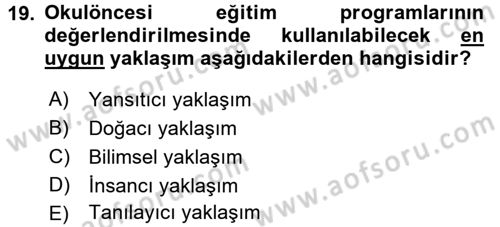 Özel Öğretim Yöntemleri 1 Dersi 2016 - 2017 Yılı 3 Ders Sınav Soruları 19. Soru