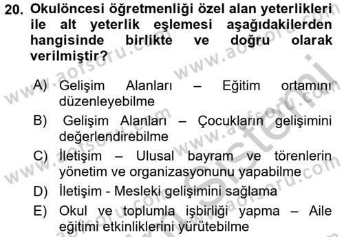 Özel Öğretim Yöntemleri 1 Dersi 2016 - 2017 Yılı 3 Ders Sınav Soruları 20. Soru