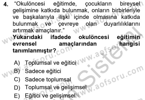 Özel Öğretim Yöntemleri 1 Dersi 2016 - 2017 Yılı 3 Ders Sınav Soruları 4. Soru