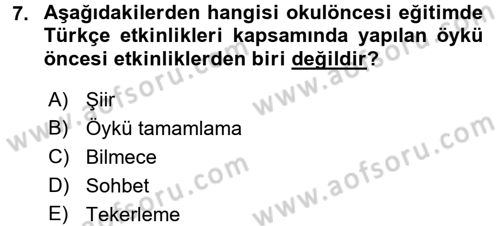 Özel Öğretim Yöntemleri 1 Dersi 2016 - 2017 Yılı 3 Ders Sınav Soruları 7. Soru