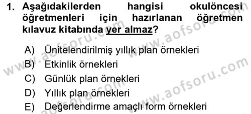 Özel Öğretim Yöntemleri 1 Dersi Ara Sınavı Deneme Sınav Soruları 1. Soru