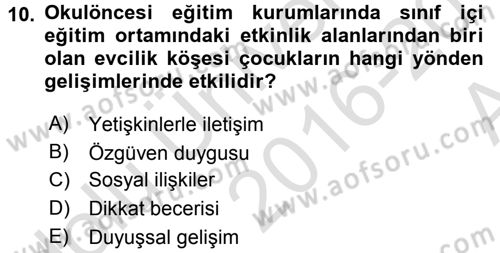 Özel Öğretim Yöntemleri 1 Dersi 2016 - 2017 Yılı (Vize) Ara Sınav Soruları 10. Soru