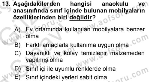 Özel Öğretim Yöntemleri 1 Dersi Ara Sınavı Deneme Sınav Soruları 13. Soru