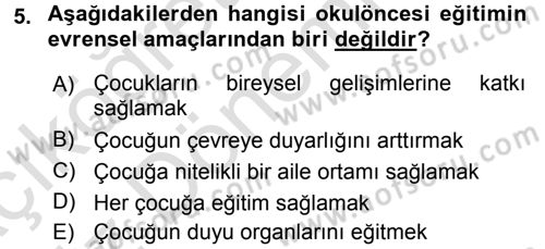 Özel Öğretim Yöntemleri 1 Dersi Ara Sınavı Deneme Sınav Soruları 5. Soru