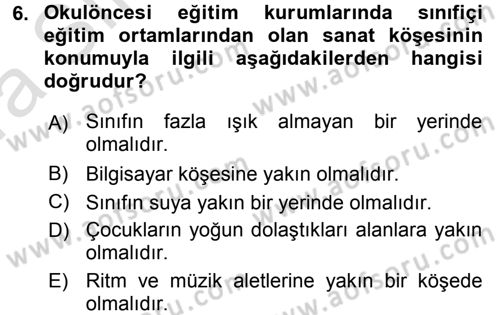 Özel Öğretim Yöntemleri 1 Dersi Ara Sınavı Deneme Sınav Soruları 6. Soru