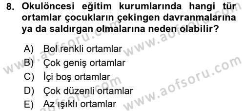 Özel Öğretim Yöntemleri 1 Dersi Ara Sınavı Deneme Sınav Soruları 8. Soru