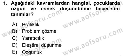 Özel Öğretim Yöntemleri 1 Dersi 2016 - 2017 Yılı (Final) Dönem Sonu Sınav Soruları 1. Soru