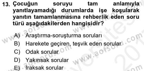 Özel Öğretim Yöntemleri 1 Dersi 2016 - 2017 Yılı (Final) Dönem Sonu Sınav Soruları 13. Soru