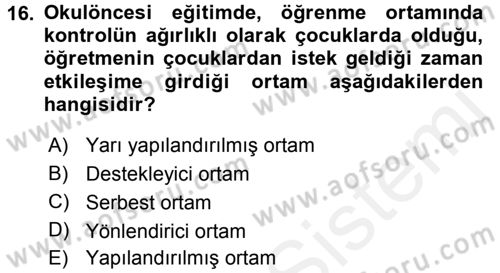 Özel Öğretim Yöntemleri 1 Dersi 2016 - 2017 Yılı (Final) Dönem Sonu Sınav Soruları 16. Soru