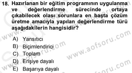 Özel Öğretim Yöntemleri 1 Dersi 2016 - 2017 Yılı (Final) Dönem Sonu Sınav Soruları 18. Soru