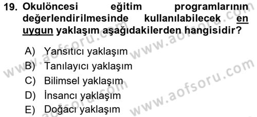 Özel Öğretim Yöntemleri 1 Dersi 2016 - 2017 Yılı (Final) Dönem Sonu Sınav Soruları 19. Soru