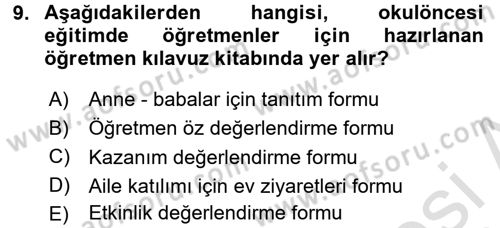 Özel Öğretim Yöntemleri 1 Dersi Ara Sınavı Deneme Sınav Soruları 9. Soru