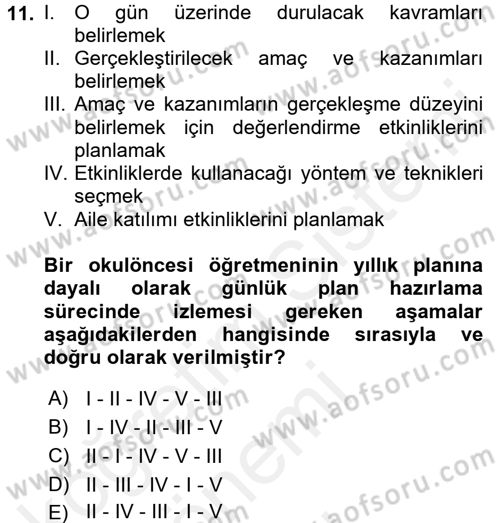 Özel Öğretim Yöntemleri 1 Dersi 2017 - 2018 Yılı (Final) Dönem Sonu Sınav Soruları 11. Soru