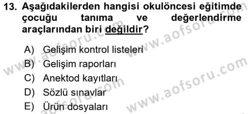 Özel Öğretim Yöntemleri 1 Dersi 2017 - 2018 Yılı (Final) Dönem Sonu Sınav Soruları 13. Soru
