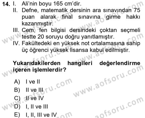 Özel Öğretim Yöntemleri 1 Dersi 2017 - 2018 Yılı (Final) Dönem Sonu Sınav Soruları 14. Soru