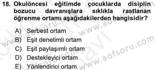 Özel Öğretim Yöntemleri 1 Dersi 2017 - 2018 Yılı (Final) Dönem Sonu Sınav Soruları 18. Soru