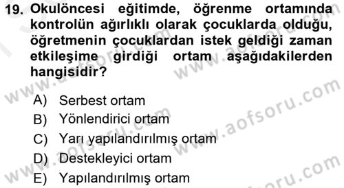 Özel Öğretim Yöntemleri 1 Dersi 2017 - 2018 Yılı (Final) Dönem Sonu Sınav Soruları 19. Soru