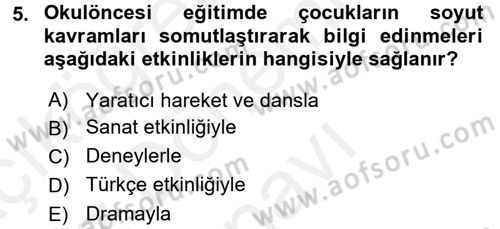 Özel Öğretim Yöntemleri 1 Dersi 2017 - 2018 Yılı (Final) Dönem Sonu Sınav Soruları 5. Soru