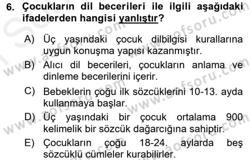 Özel Öğretim Yöntemleri 1 Dersi 2017 - 2018 Yılı (Final) Dönem Sonu Sınav Soruları 6. Soru