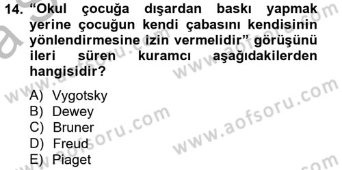 Özel Öğretim Yöntemleri 2 Dersi 2012 - 2013 Yılı (Vize) Ara Sınav Soruları 14. Soru