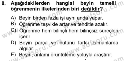 Özel Öğretim Yöntemleri 2 Dersi 2012 - 2013 Yılı (Vize) Ara Sınav Soruları 8. Soru